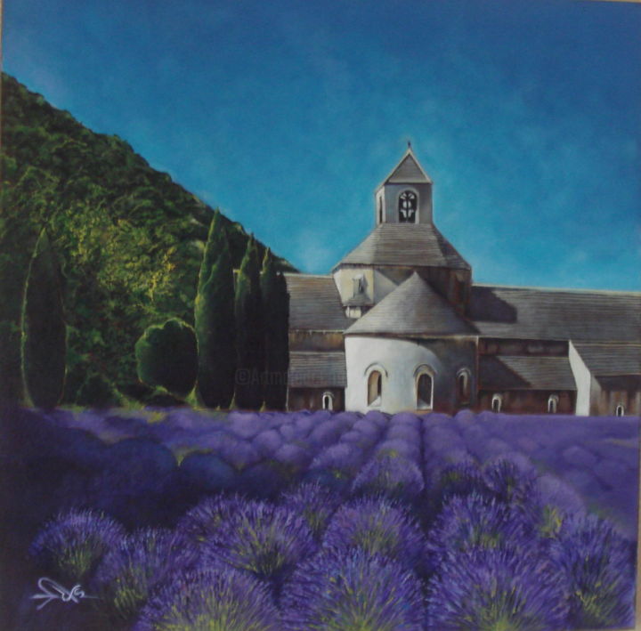 Peinture intitulée "Abbaye de Senanque…" par José Garcia (GARBEL), Œuvre d'art originale, Acrylique