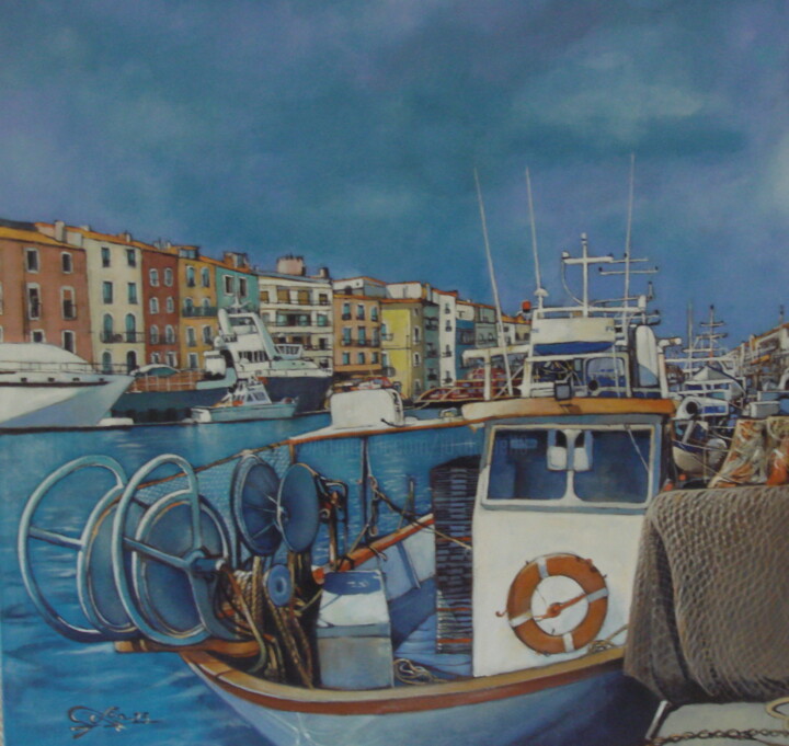 Peinture intitulée "PORT DE SETE" par José Garcia (GARBEL), Œuvre d'art originale, Acrylique