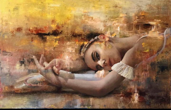 Картина под названием "Bailarina emergiend…" - Jose Gil, Подлинное произведение искусства, Масло Установлен на Деревянная ра…