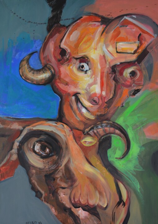 Pintura intitulada "La cabra nunca la v…" por Jose Luis Madrazo Gastaudi, Obras de arte originais, Acrílico