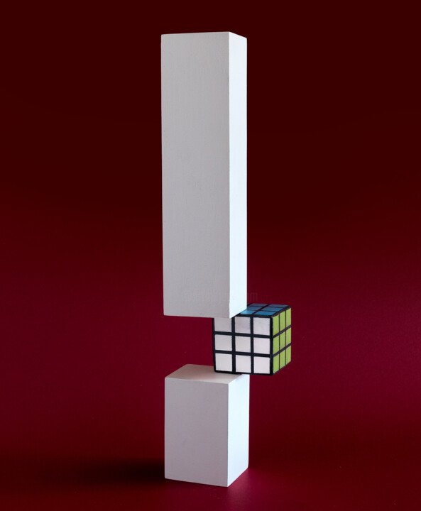 Sculpture titled ""Rubik's Equilibriu…" by Jose Luis Santamaria Campos, Original Artwork, Wood