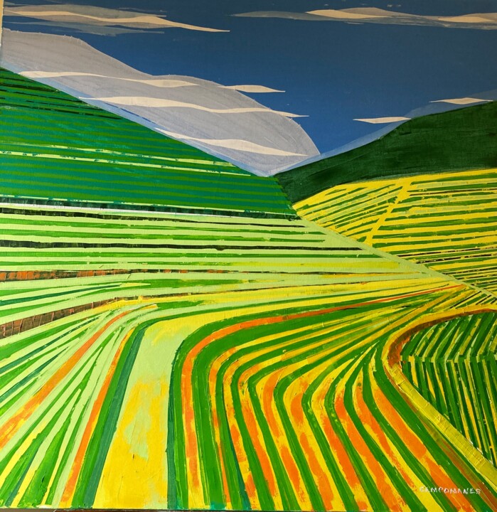 Peinture intitulée "Campos de cultivo II" par Jose Ramon Campomanes Alvarez, Œuvre d'art originale, Huile Monté sur Châssis…