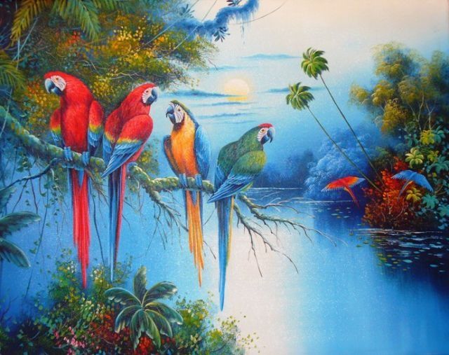 Painting titled "Serie Pájaros del A…" by Jose Sucre, Original Artwork