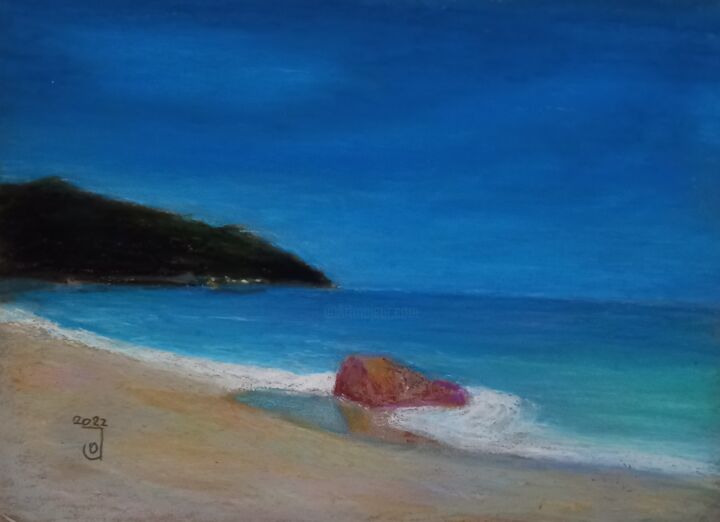 Painting titled "Praslin island, Sey…" by Jose Oña Jurado, Original Artwork, Wax