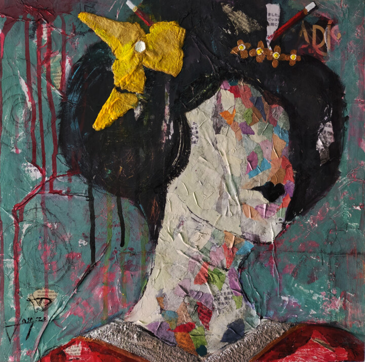 Peinture intitulée "SERIE GEISHA 00033" par Josep Pozo, Œuvre d'art originale, Collages