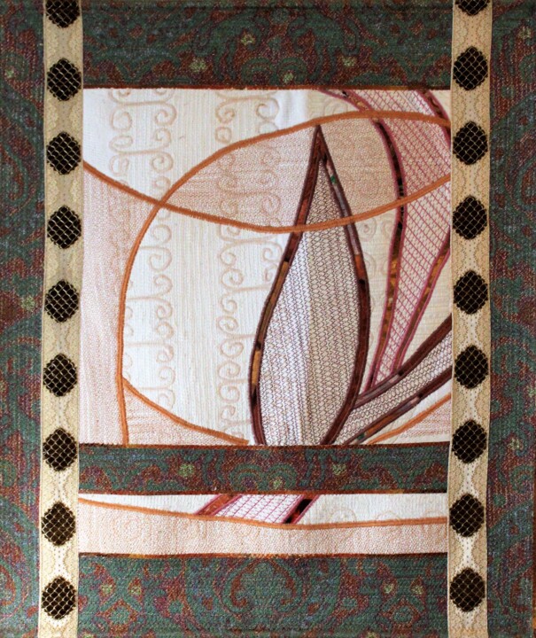 Art textile intitulée "Flamboyant" par Joséphine Montiel, Œuvre d'art originale, Tissu Monté sur Châssis en bois