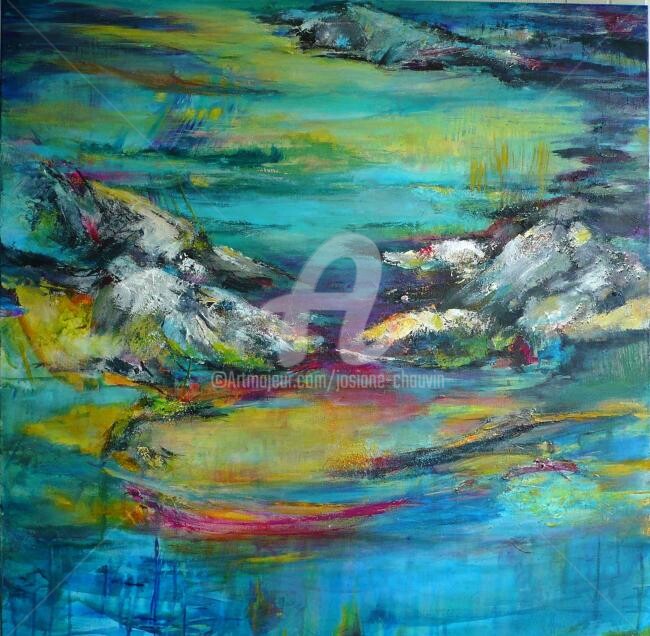 Painting titled "l'été" by Josiane Chauvin, Original Artwork, Oil