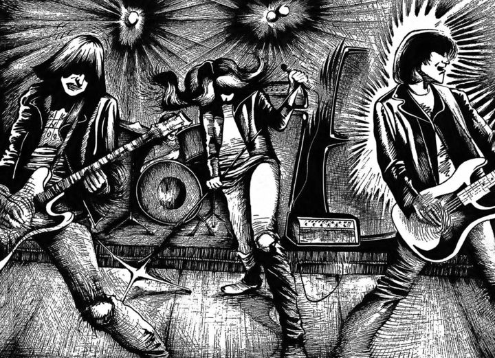 Tekening getiteld "Ramones, Live!" door Journeymandesigns, Origineel Kunstwerk, Inkt