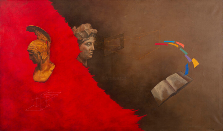 Ζωγραφική με τίτλο "Teorias II." από Juan Álvarez Cebrián, Αυθεντικά έργα τέχνης, Λάδι Τοποθετήθηκε στο Ξύλινο φορείο σκελετό