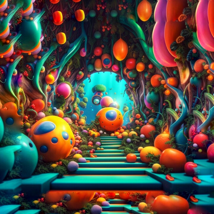 Arts numériques intitulée "Stairway To..." par Judith Simonis, Œuvre d'art originale, Image générée par l'IA
