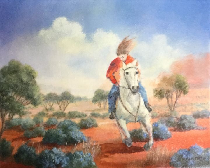 Pintura intitulada "Dust On Their Heels" por Judy Pickering, Obras de arte originais, Óleo