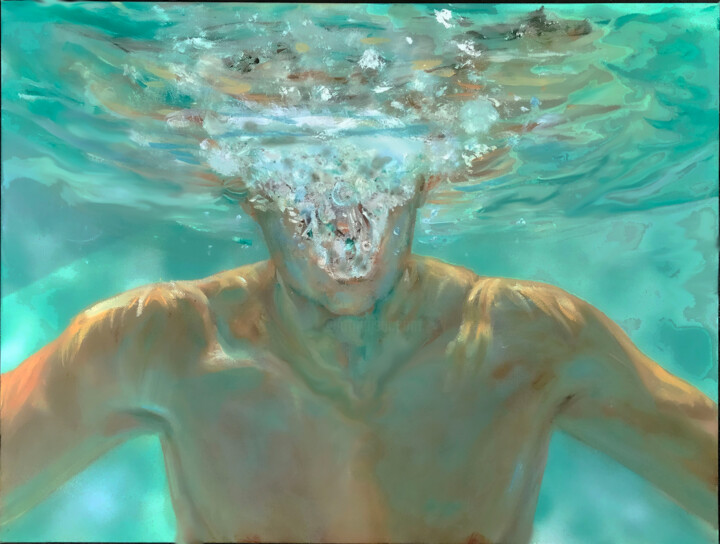 绘画 标题为“Underwater Bubbles” 由Judy Rioux, 原创艺术品, 油