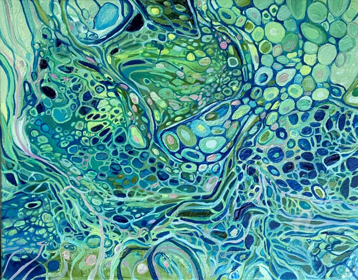 Malerei mit dem Titel "Abstract art green…" von Julia Brinkfrau, Original-Kunstwerk, Öl