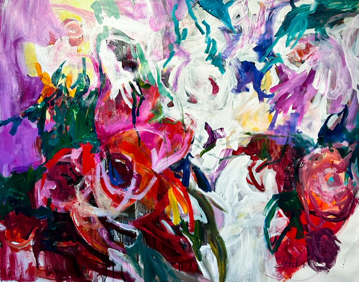Pintura titulada "Flower Passion" por Julia Hacker, Obra de arte original, Acrílico
