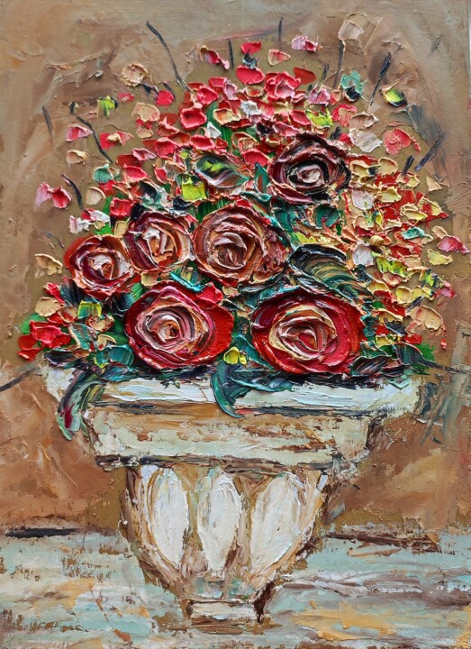 Malarstwo zatytułowany „Abstract flowers ar…” autorstwa Julia Ozerova, Oryginalna praca, Olej