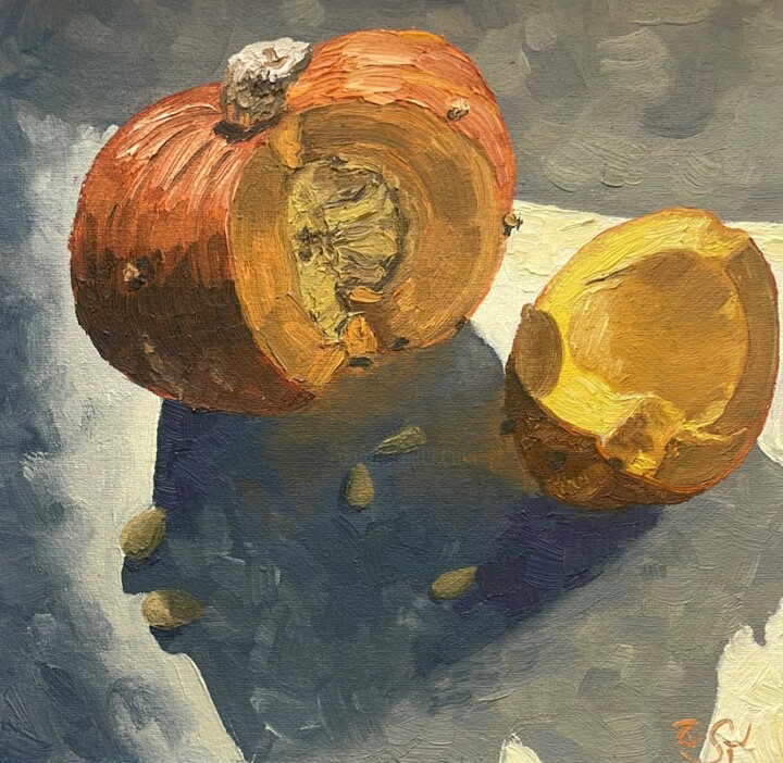 Painting titled "Pumpkin" by Julia Sahno, Original Artwork, Oil