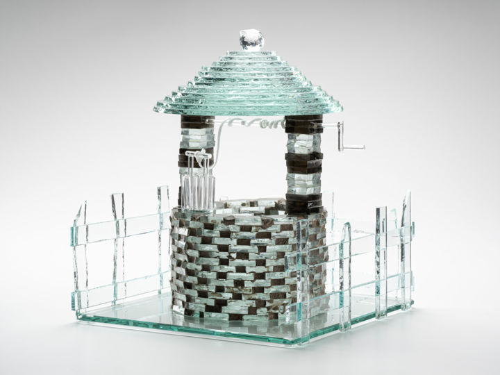 Sculpture titled "Glasbrunnen" by Julian Bildstein, Original Artwork, Glass