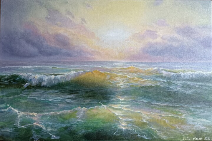 Malerei mit dem Titel "magical sunset and…" von Julia Antsis, Original-Kunstwerk, Öl