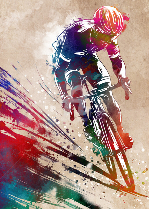 数字艺术 标题为“Cycling - Wheeling…” 由Justyna Jaszke, 原创艺术品, 数字油画