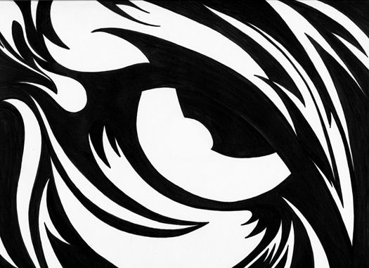 Disegno intitolato "B/W Tigers Eye" da Kalamate, Opera d'arte originale