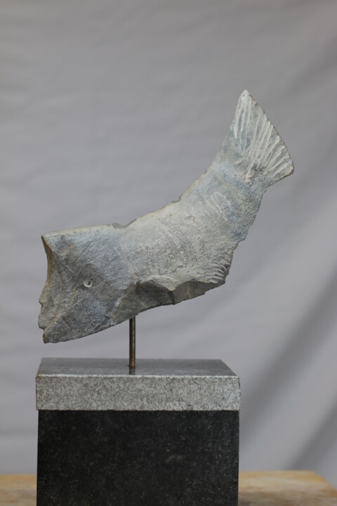 Sculpture titled "Fish Stone Sculpture" by Kamo Aloyan, Original Artwork, Stone