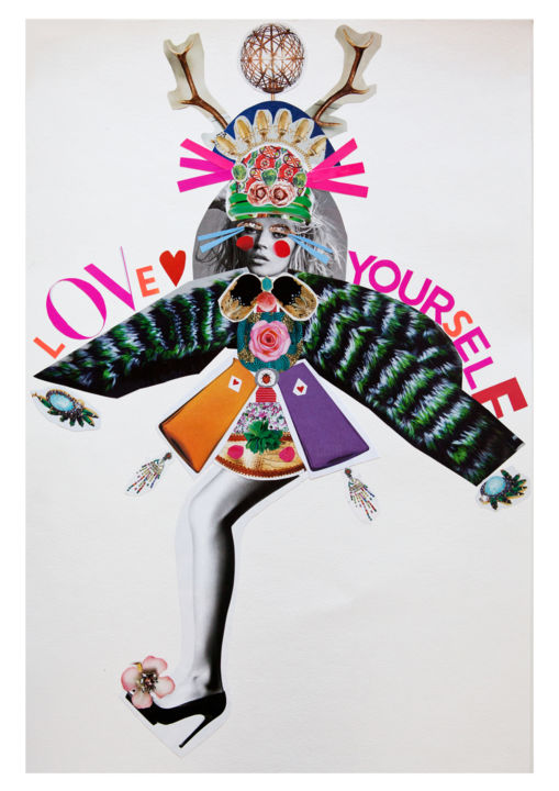 Collages intitulée ""Love Yourself"" par Kam Stefan, Œuvre d'art originale