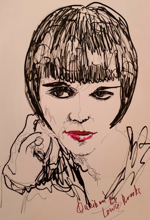 Drawing titled "Loise Brooks" by Karibou Artist, Original Artwork, Marker