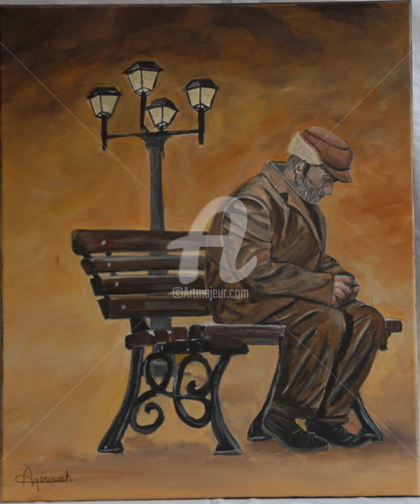 Painting titled "l'attente" by Karima Aqerouach, Original Artwork, Acrylic