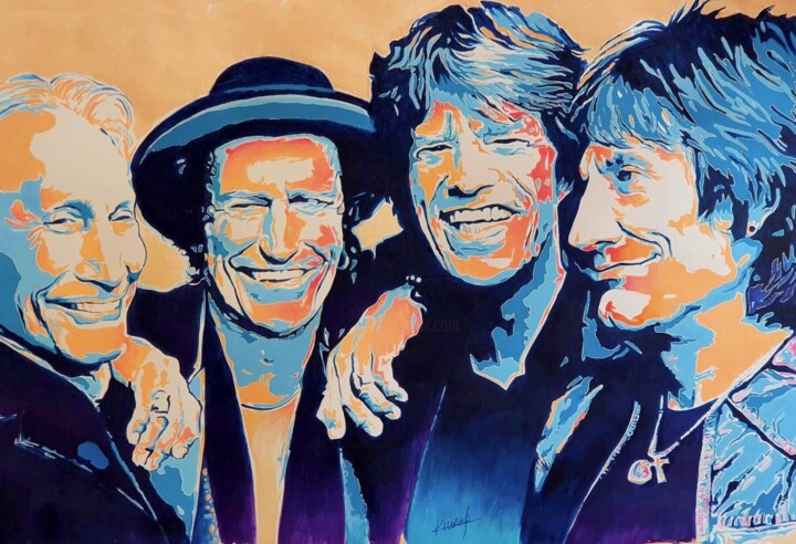 Painting titled "The Rolling Stones" by Karine Villard, Original Artwork, Acrylic