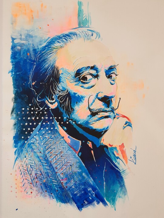 Painting titled "Salvador Dali" by Karine Villard, Original Artwork, Acrylic