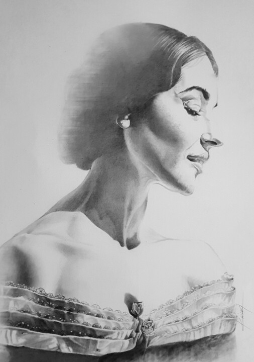 Dessin intitulée "Maria Callas" par Karine Villard, Œuvre d'art originale, Crayon