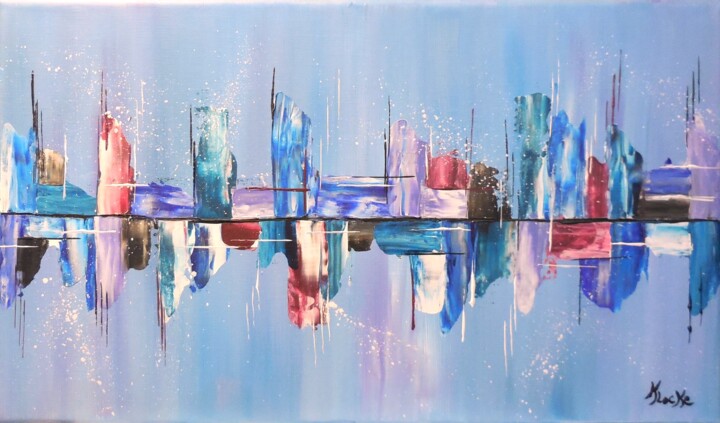 绘画 标题为“Blue city” 由Karine Locke, 原创艺术品, 丙烯 安装在木质担架架上