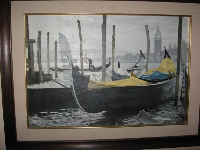 Painting titled "Gondolas" by Carlos Almada, Original Artwork