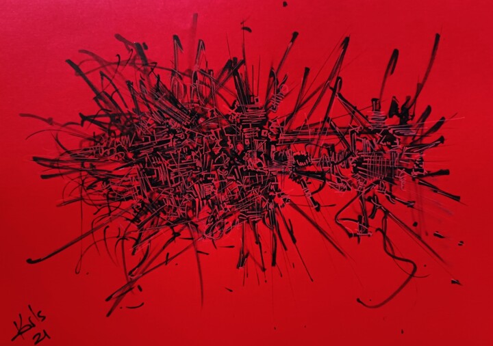 Dibujo titulada "RED 27" por Karls, Obra de arte original, Acrílico