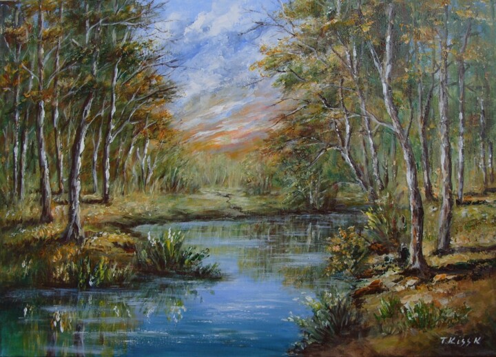 Pintura intitulada "Riverside" por Karola Kiss, Obras de arte originais, Acrílico Montado em Armação em madeira