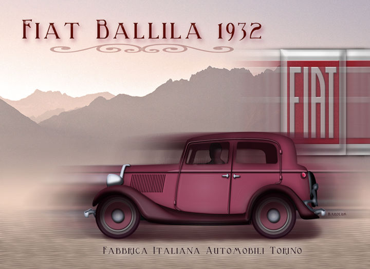 Arte digital titulada "Fiat Ballila" por Karolus, Obra de arte original, Pintura Digital