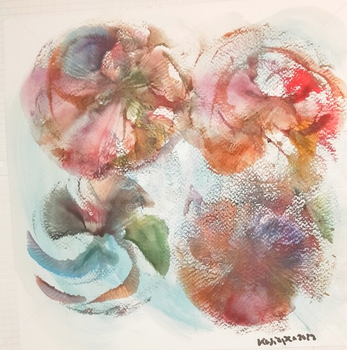 Drawing titled "Dans l'univers des…" by Kasiopea, Original Artwork, Watercolor