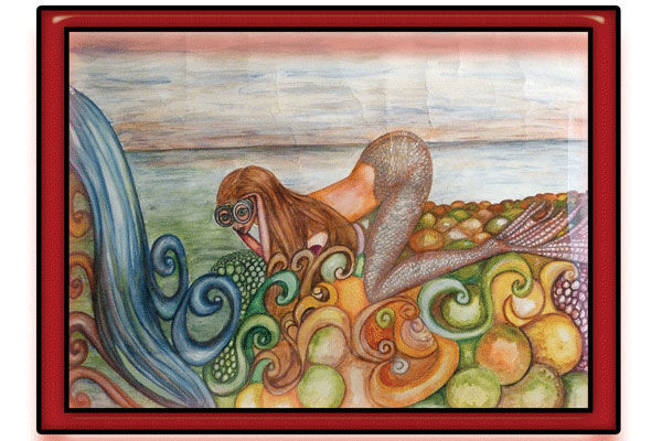 Peinture intitulée "la-sirene.jpg" par Margarida Viegas (kassistys), Œuvre d'art originale, Aquarelle