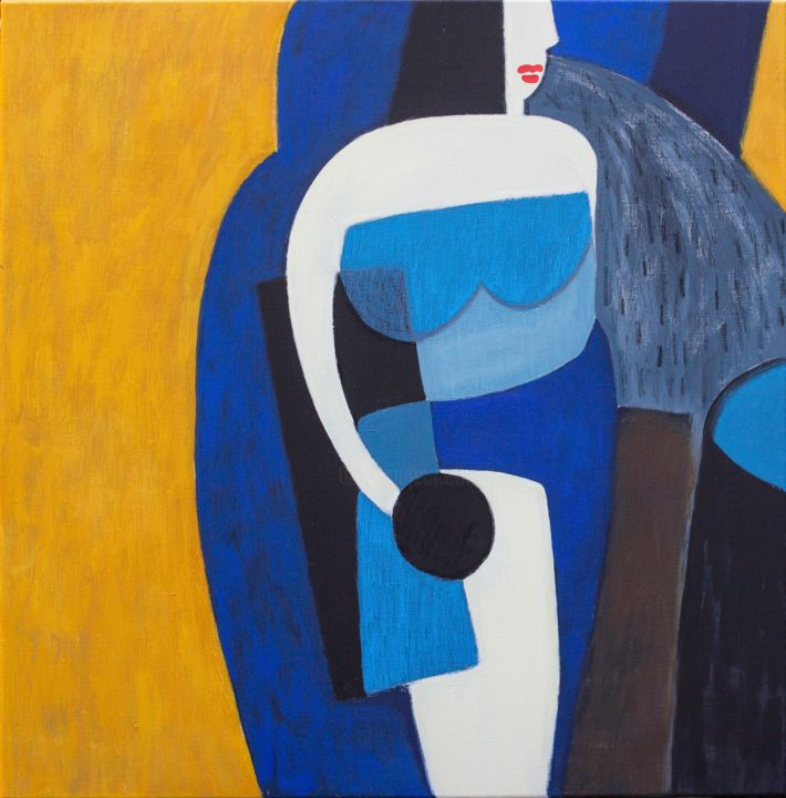 Pintura intitulada "Lady in blue" por Katia Shchepina, Obras de arte originais, Acrílico