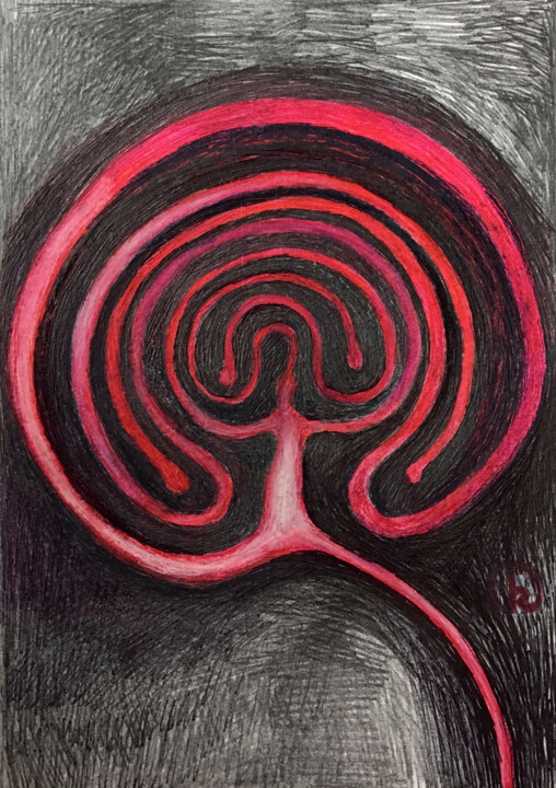 绘画 标题为“Labyrinth in Root C…” 由Katarzyna Dietrych, 原创艺术品, 铅笔