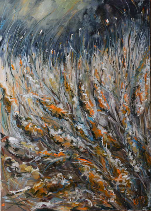 Peinture intitulée "Evening Meadow" par Katarzyna Machejek, Œuvre d'art originale, Huile Monté sur Châssis en bois