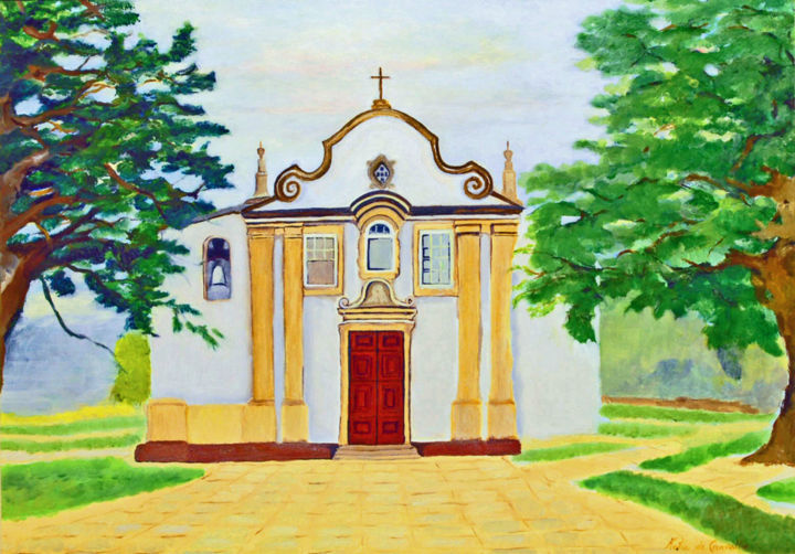 Pintura intitulada "Chapelle baroque" por Katia De Carvalho, Obras de arte originais, Óleo Montado em Armação em madeira