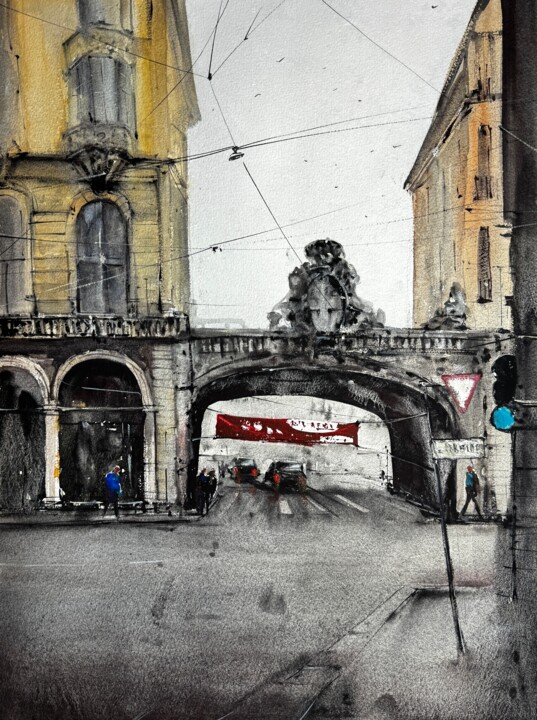 Peinture intitulée "Genova" par Katja Vollmer, Œuvre d'art originale, Aquarelle
