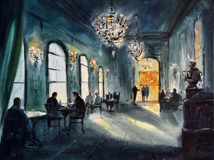 Painting titled "Grand Hotel collect…" by Katja Vollmer, Original Artwork, Watercolor