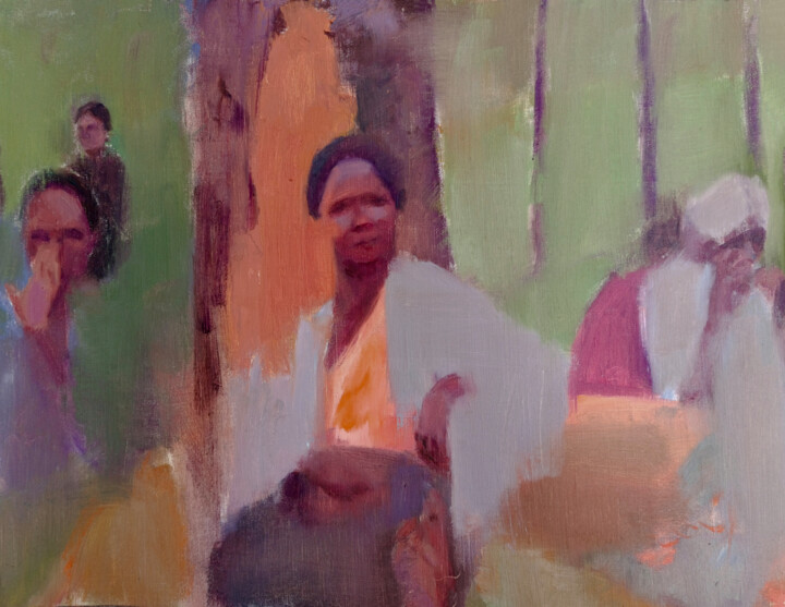 Painting titled "Tea pickers" by Katrin Rymsha, Original Artwork, Oil