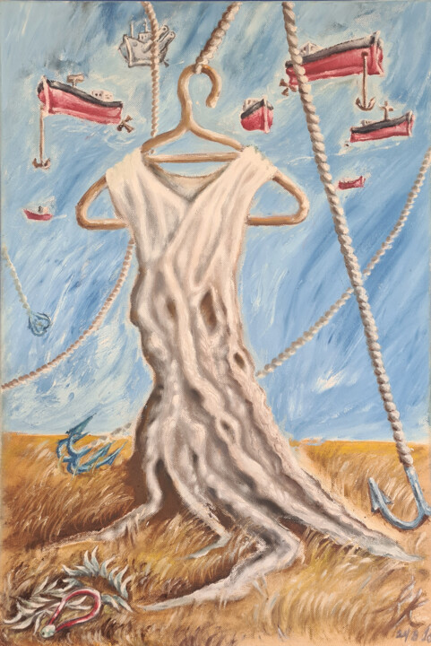 Pintura intitulada "Peace in the Sunken…" por Katroutsos, Obras de arte originais, Acrílico Montado em Armação em madeira