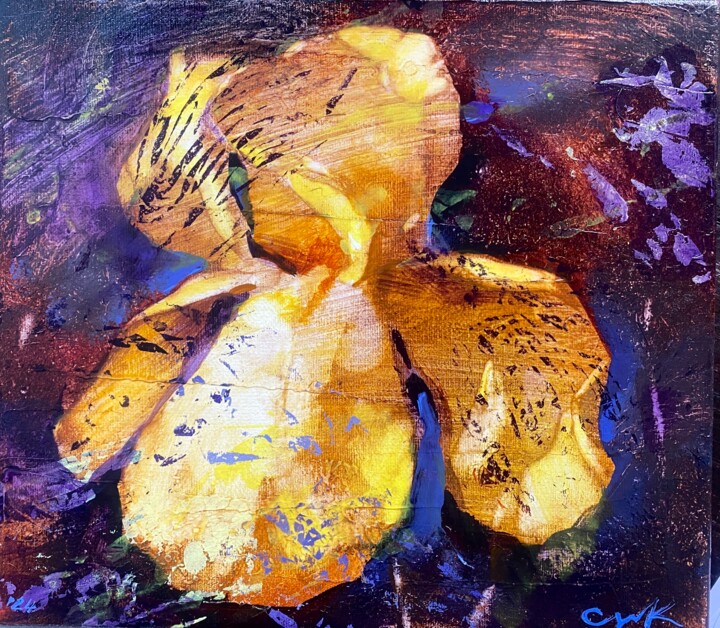 Painting titled "Iris" by Katsiaryna Sumarava, Original Artwork, Oil Mounted on Wood Stretcher frame