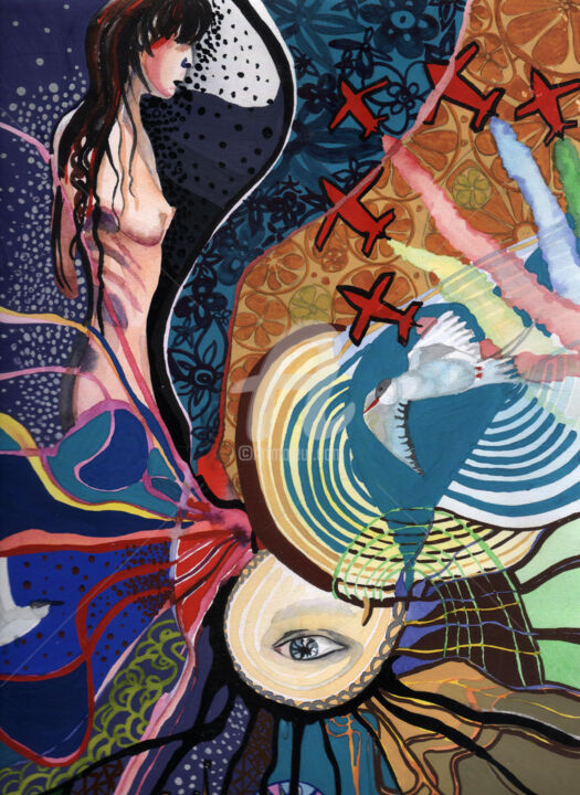 「My expression , 靈魂層…」というタイトルのデジタルアーツ Katwrina Golbanによって, オリジナルのアートワーク, グワッシュ水彩画