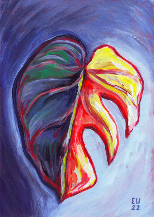 Pintura intitulada "Ficus leaf" por Katy Ivoylova, Obras de arte originais, Acrílico