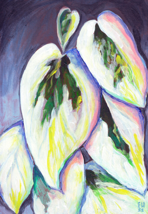Pintura intitulada "White leaves" por Katy Ivoylova, Obras de arte originais, Acrílico